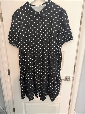 Black Polka Dot Collared Dress